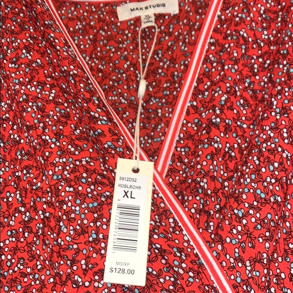 sleeved red flower dress